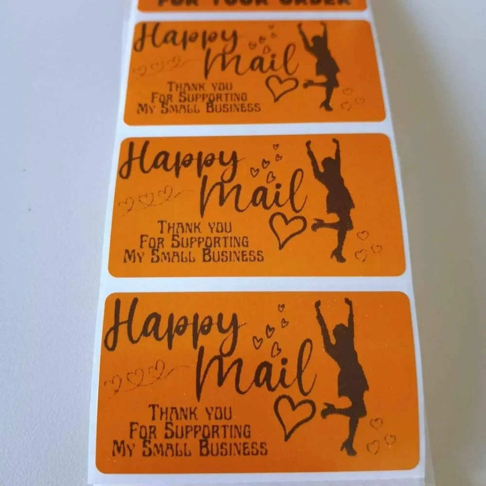 💙100 Happy Mail Thanks- Shipping Labels Thermal Packaging Stickers 2.25
